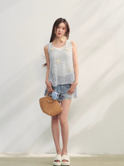 Pearl Crochet Hollow Vest Camisole