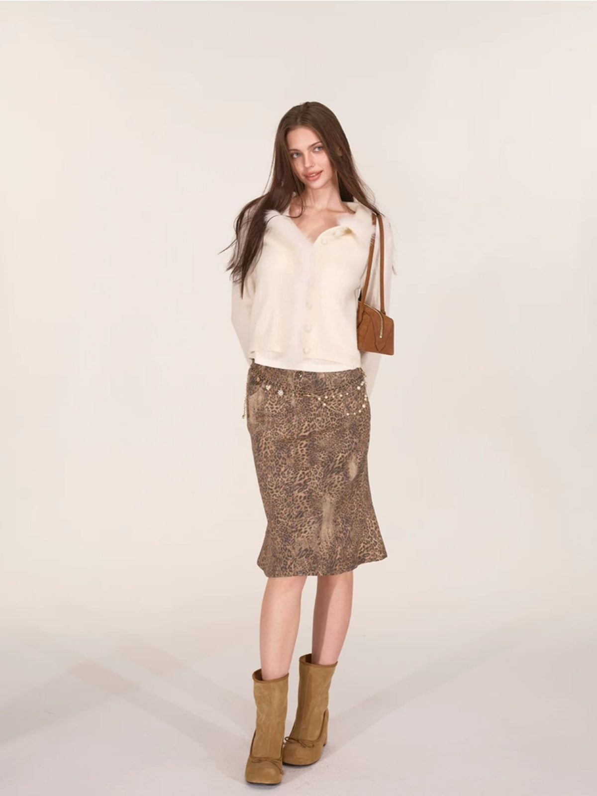 Fox Fur Trim Wool Cardigan