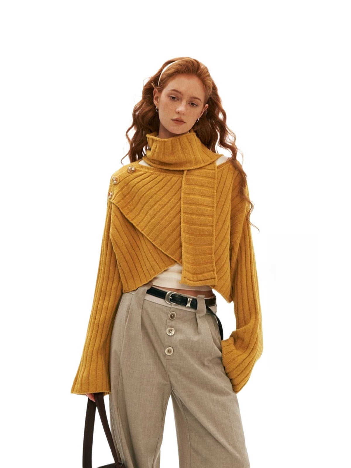 Cross Neck Recycled Knit Sweater