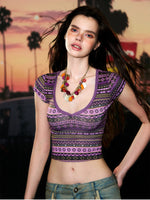 Siamese Stripe Cropped T-shirt