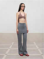 Layered Color Blocking U-Neck Halter Vest