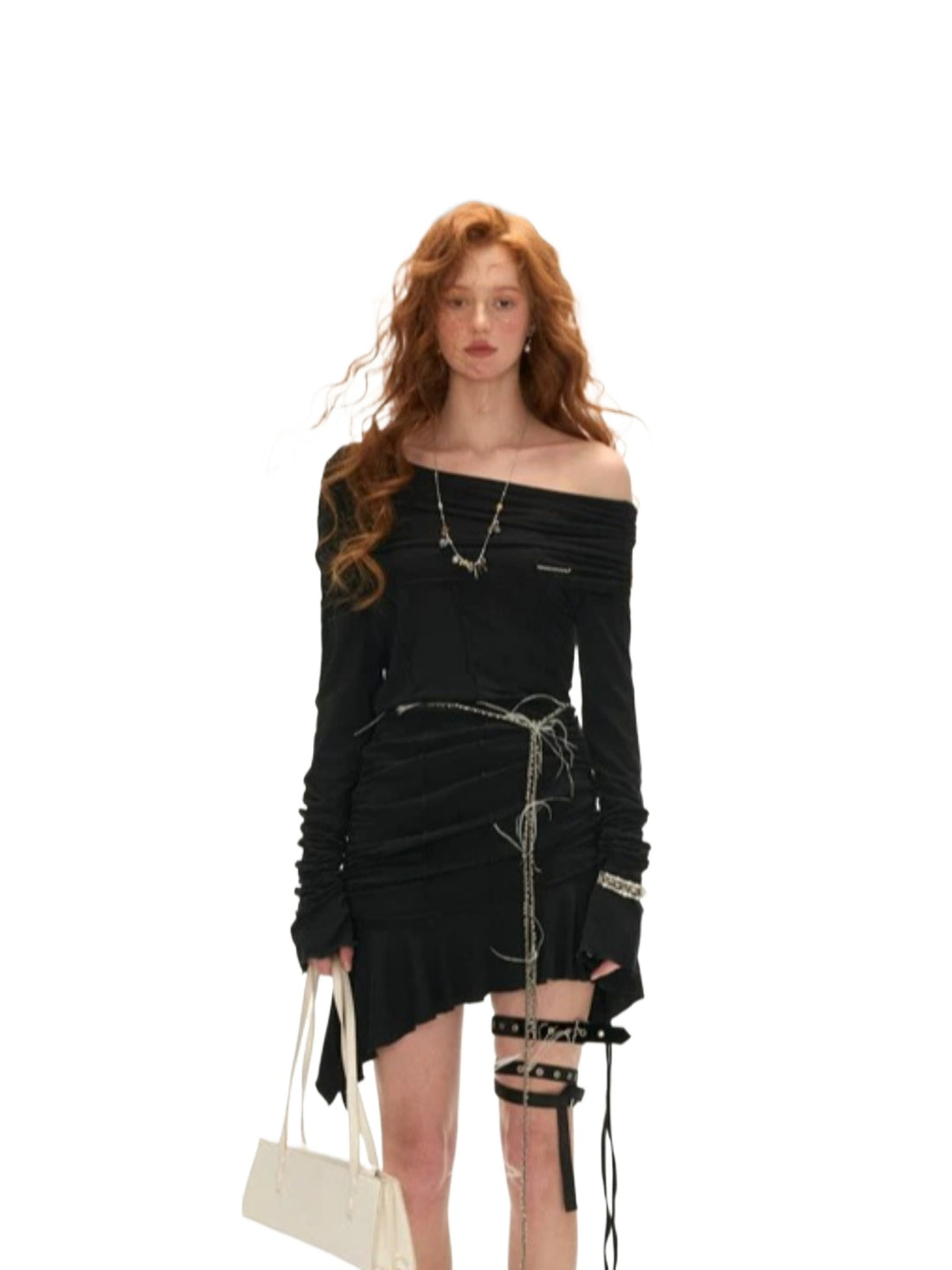 Asymmetric Ruched Modal Midi Dress