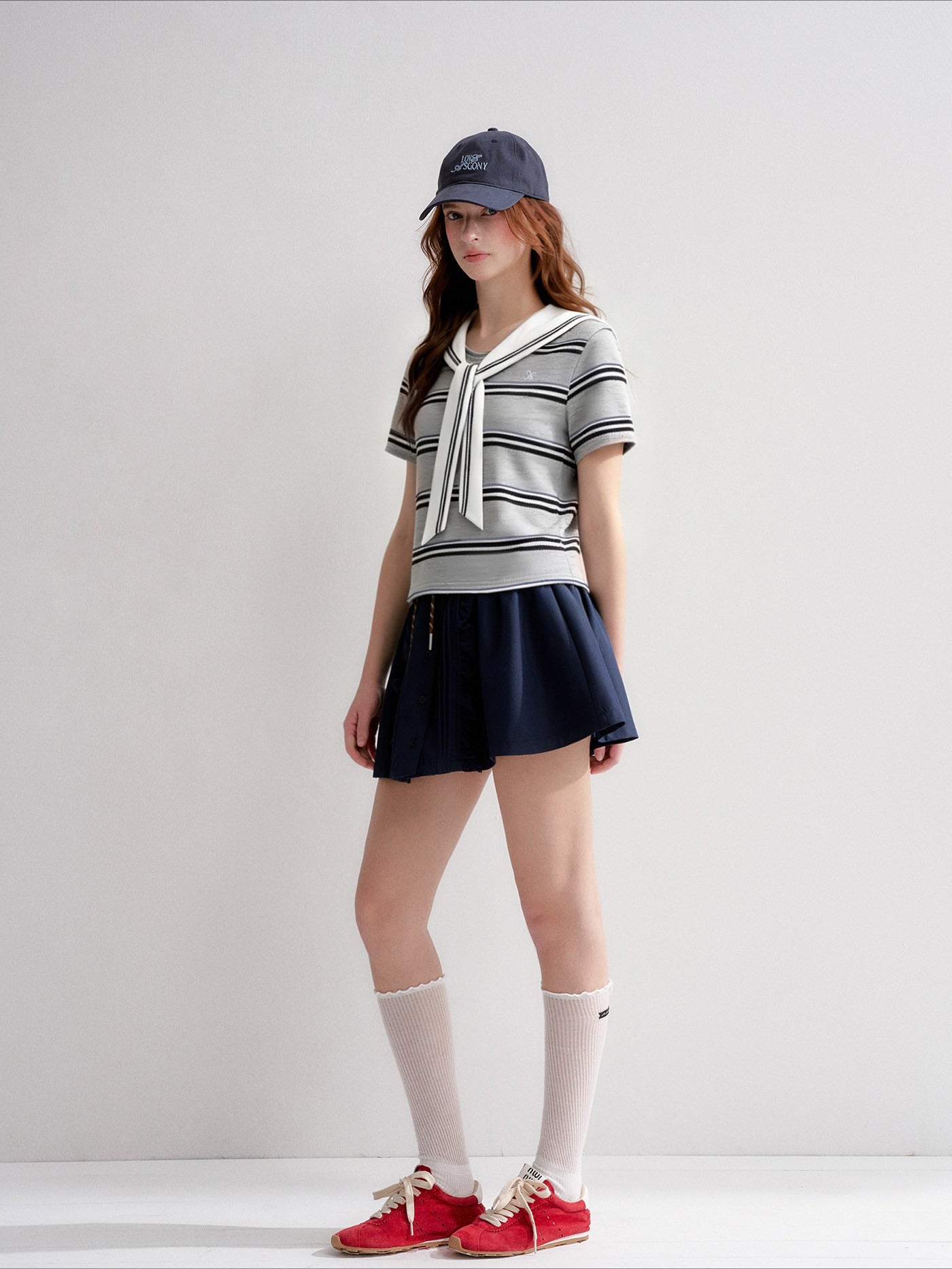 Sailor Collar Striped T-shirt