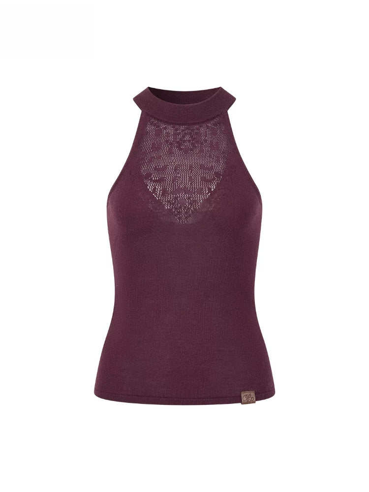 Shadow Rhythm Lace Halter Tank