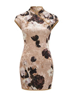Velvet Blossom Qipao Dress