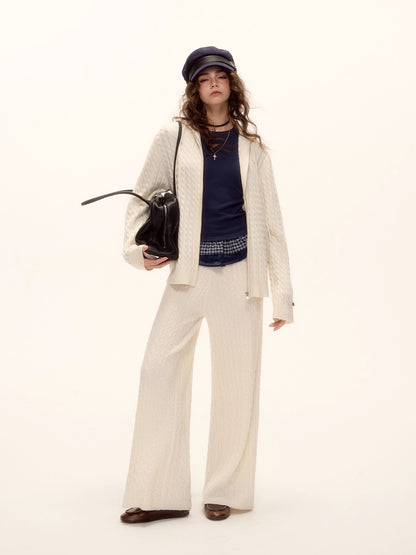 Wool Blend Tencel Plaid Knit Top