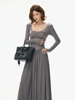 Square Neck Slim Maxi Dress