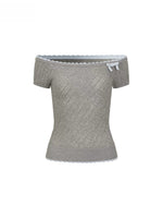 Acetate Wool Off-Shoulder T-shirt