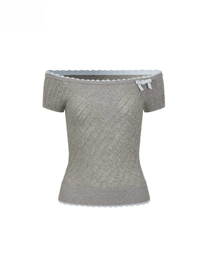 Acetate Wool Off-Shoulder T-shirt