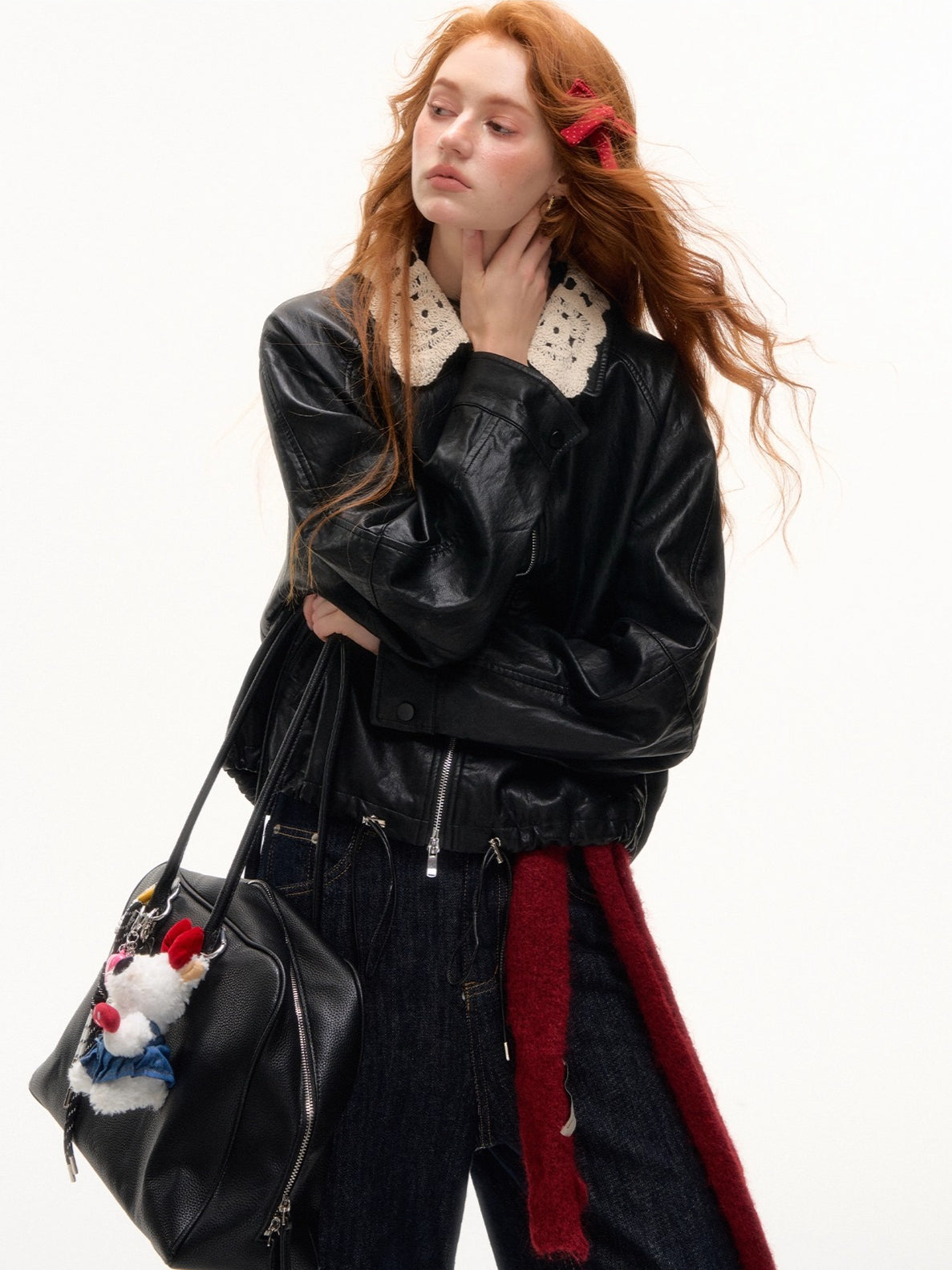 Detachable Collar PU Biker Jacket