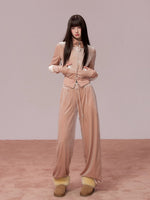 Velvet Sports Sweatshirt & Wide-Leg Pants Set