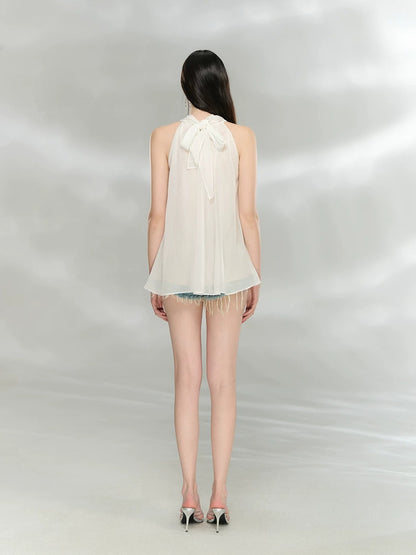 Sheer Rhinestone Chiffon Top