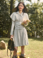 Snow Library Wool Knit Cape Cardigan & Skirt Set