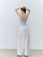 Beige Drawstring Straight Pants