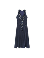 Navy Blue Polka Dot Ruffle Dress