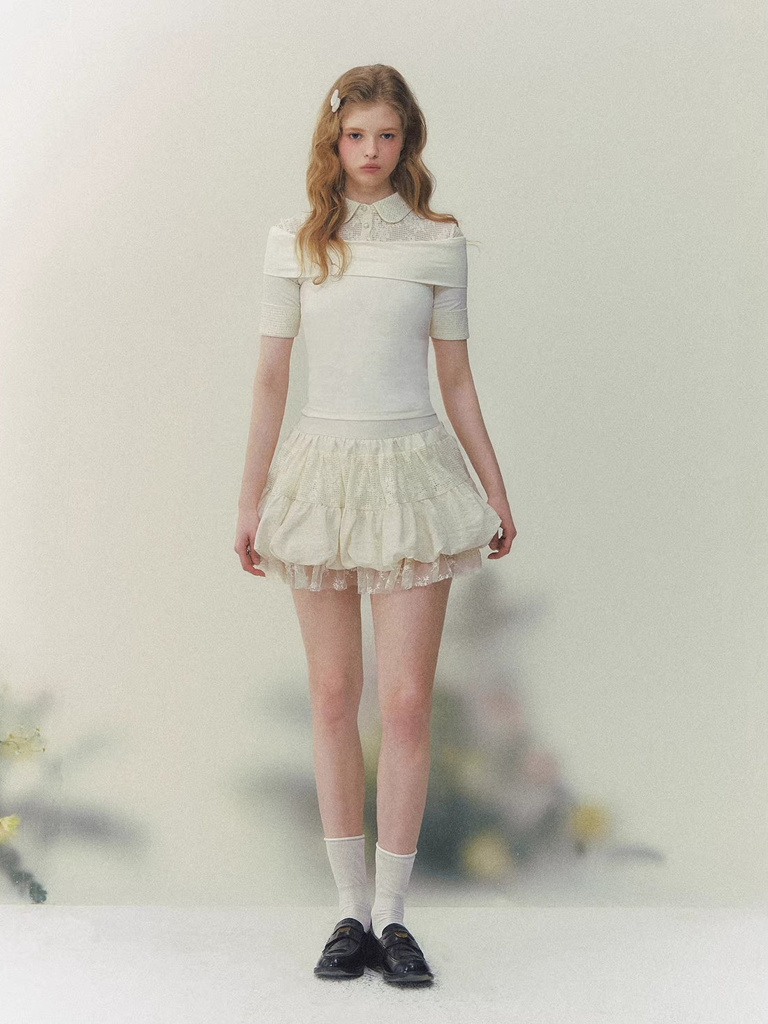 Lace Tiered Mini Skirt