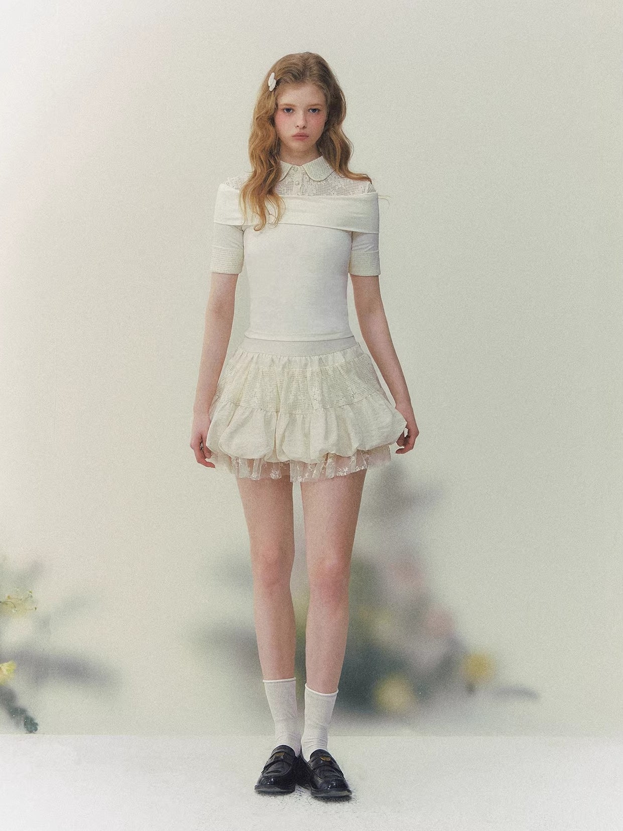 Lace Tiered Mini Skirt