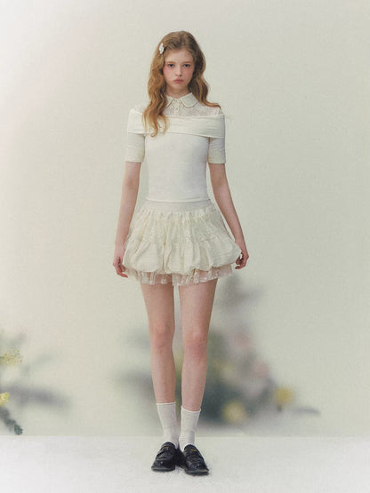 Lace Tiered Mini Skirt