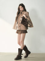 Vintage Plaid Panel Wool Cape Coat