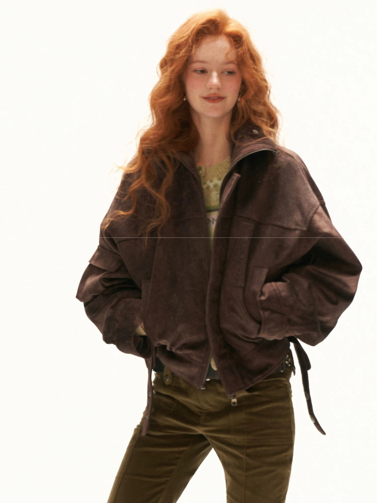 Textured Faux Fur Collar Jacket