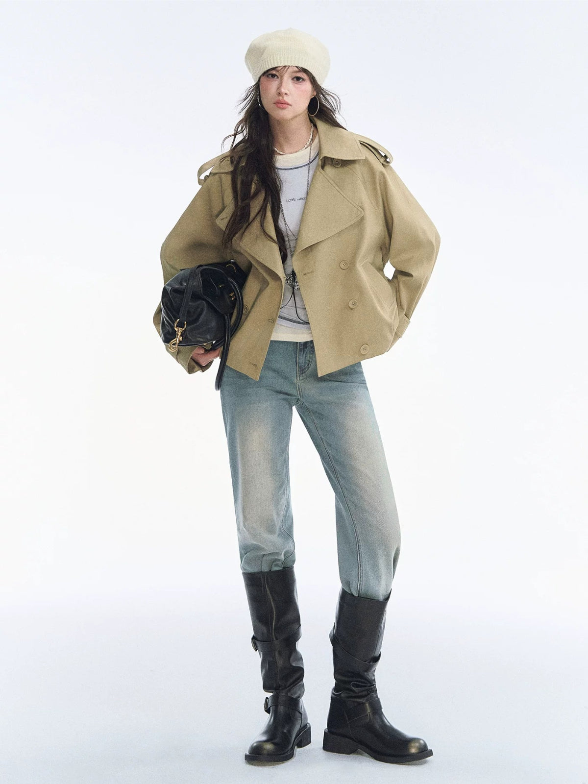 Vintage Bow Embroidered Straight Jeans