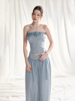 Floral Appliqué Bustier & Mesh Pants Set