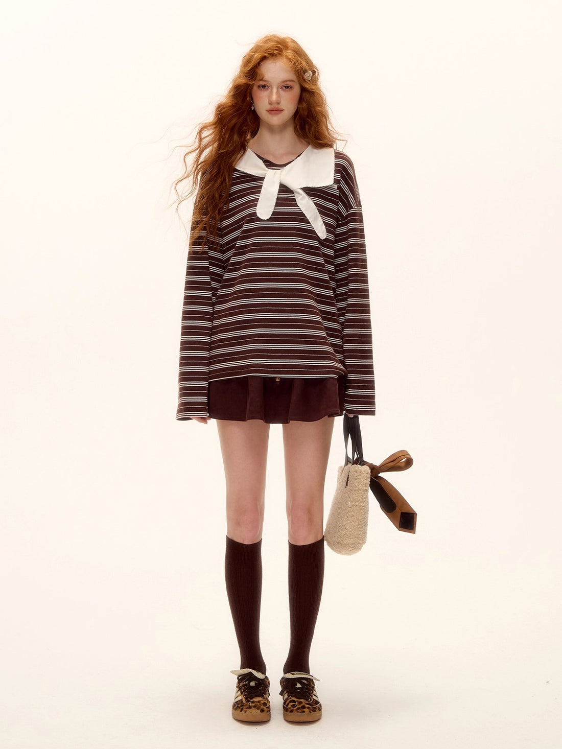 Bow-Tie Striped Long-Sleeve T-Shirt
