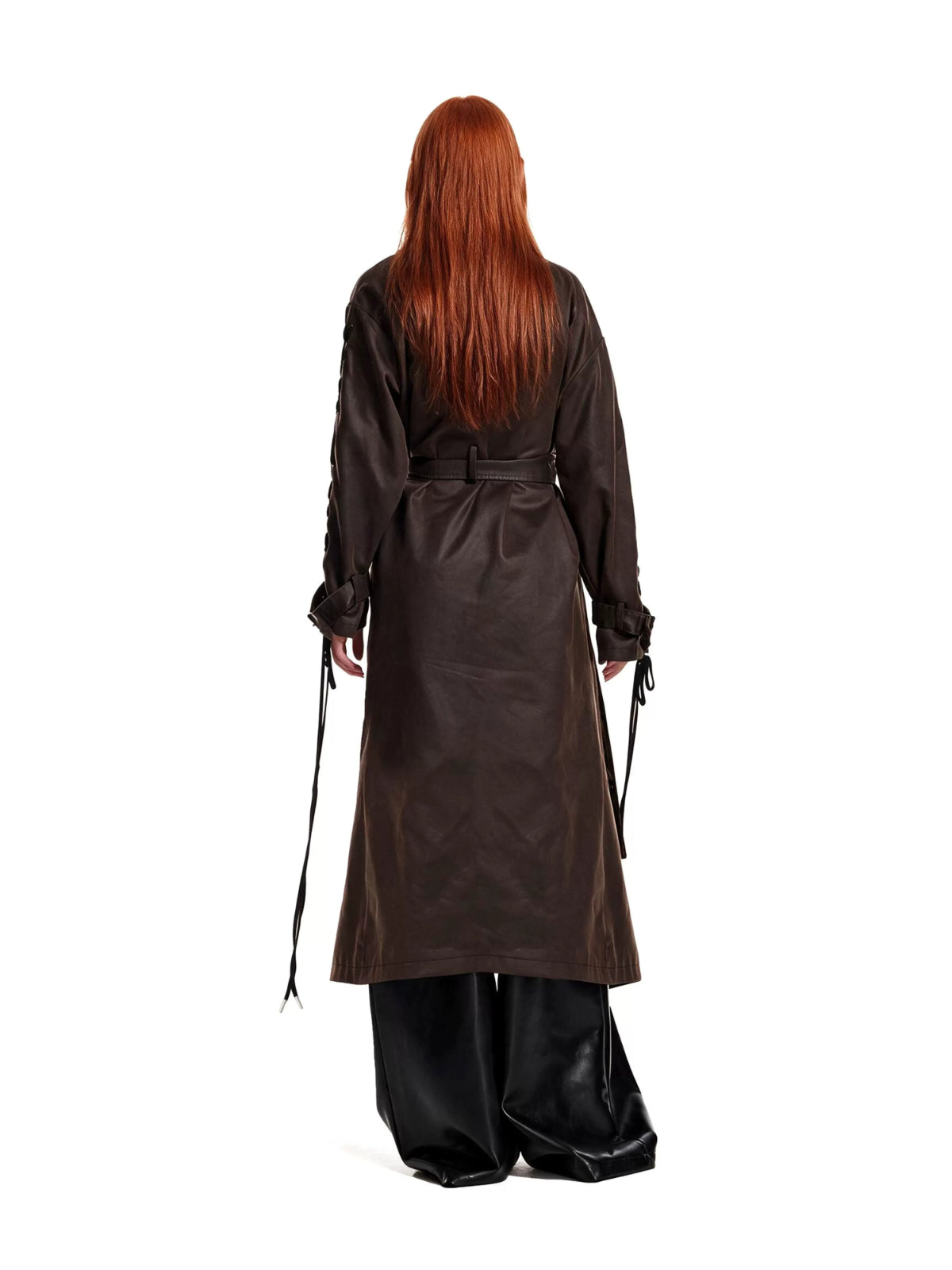 Distressed Contrast Panel Trench Coat