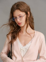 Lace Trim V Neck Knit Cardigan