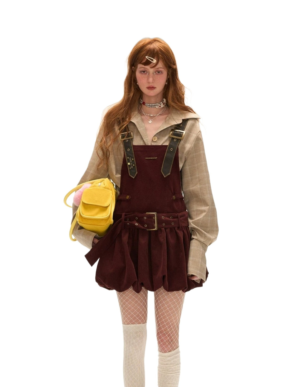 Vintage Corduroy Suspender Mini Dress