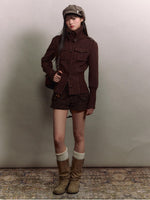Vintage Sailor Collar Woolen Jacket