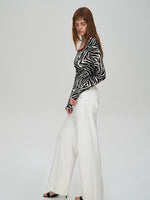 Zebra Deep-Neck Top