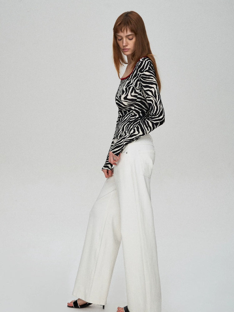 Zebra Deep-Neck Top