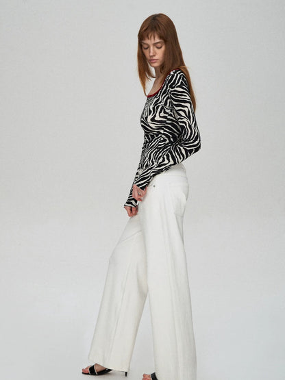 Zebra Deep-Neck Top