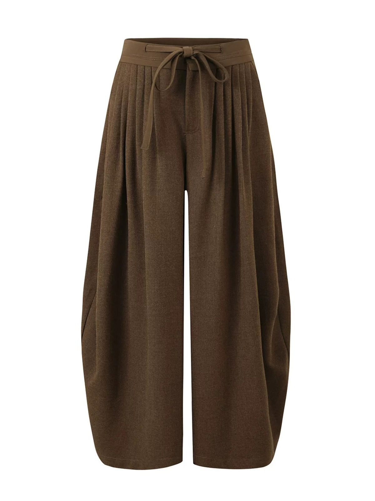 Pleated Tie-Waist Wide Leg Trousers