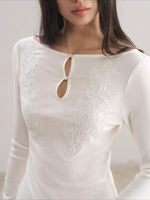 Floral Embroidery Cutout Top