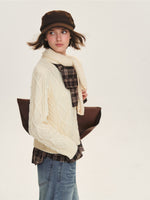Cable Knit Cardigan & Scarf Set
