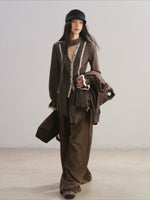 V-Neck Scarf Collar Blouse