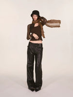 Vintage Leopard Print Pleated Long Scarf
