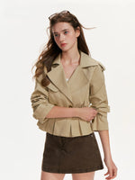 Double Breasted Pleated Trench Jacket