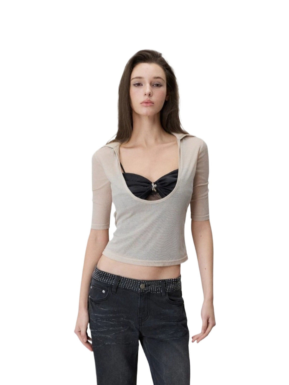 U-Neck Contrast Top