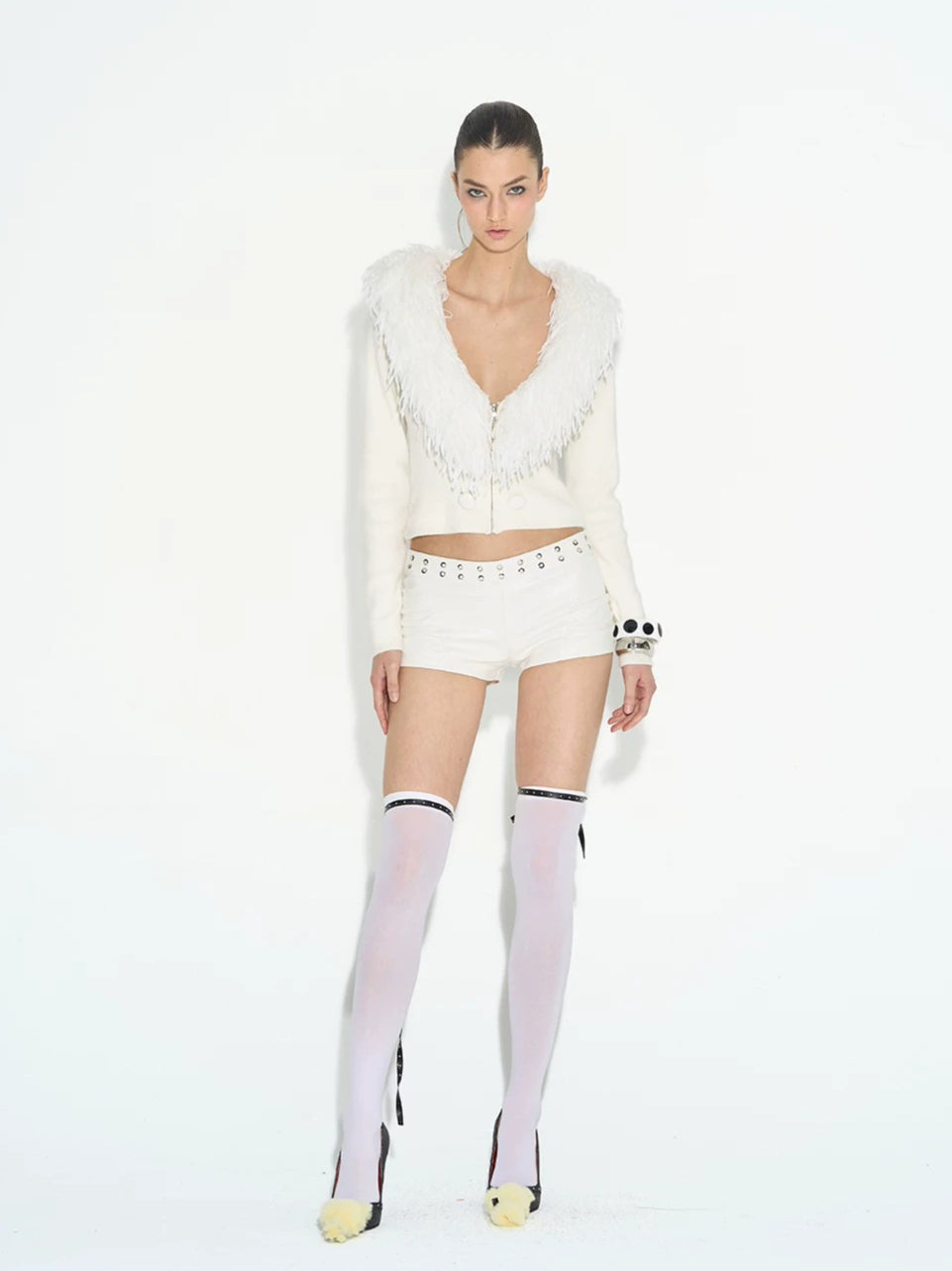 Ruched Low-Rise Leather Shorts