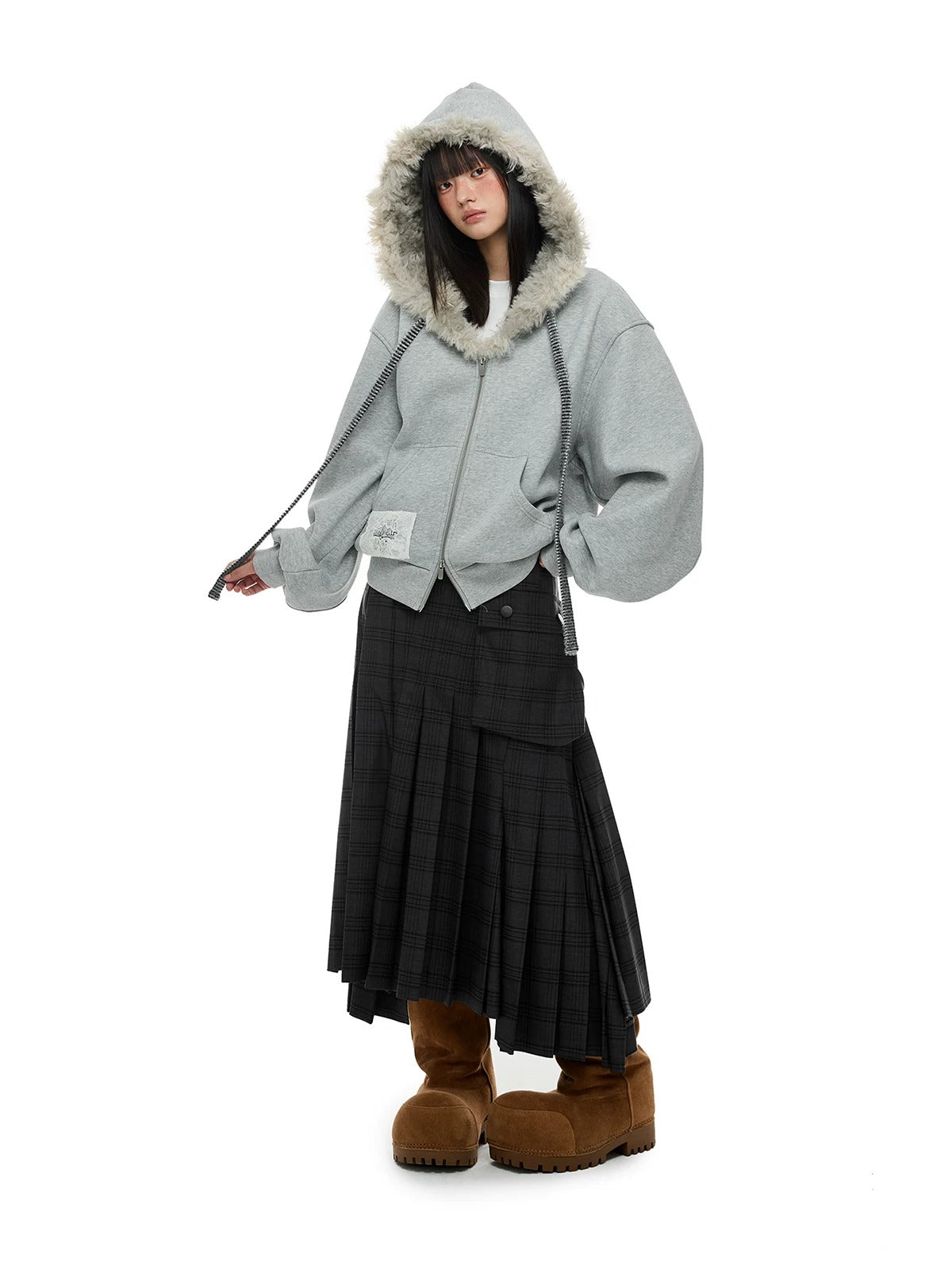 Fur Collar Hooded Sweatshirt