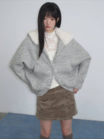 Gray Hooded Wool-Blend Coat