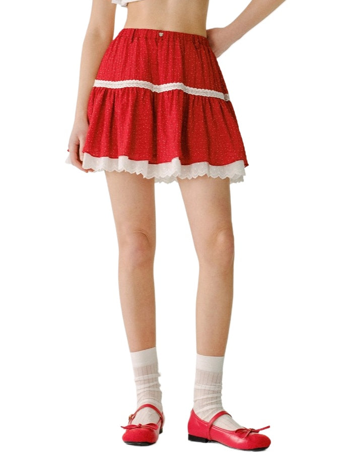 Ballet A-Line Lace Short Skirt