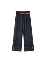 Red Waist Wide-Leg Pants