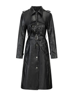 Asymmetric Knight Leather Trench Coat