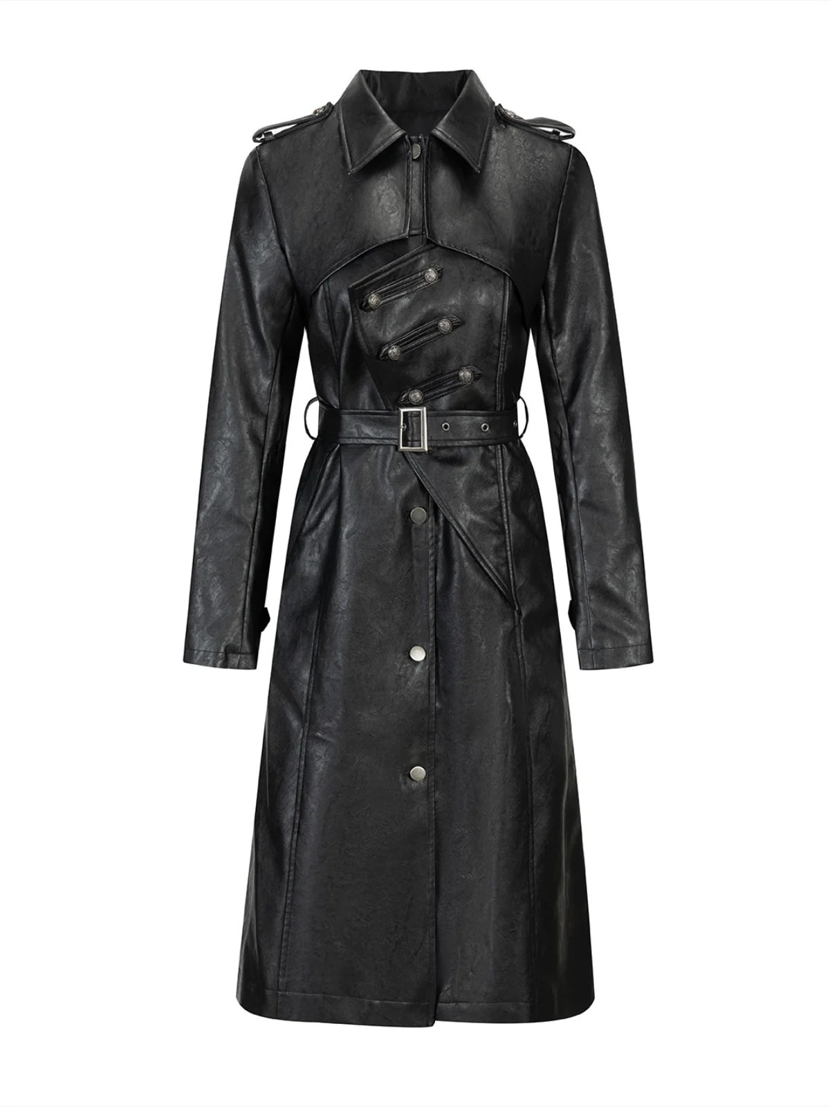 Asymmetric Knight Leather Trench Coat