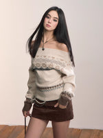 Fair Isle Color-Blocked Wool Blend Knit Top