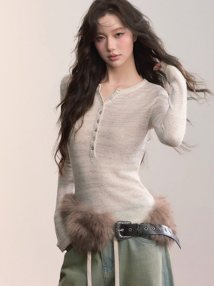 Sparkle Henley Knit Top